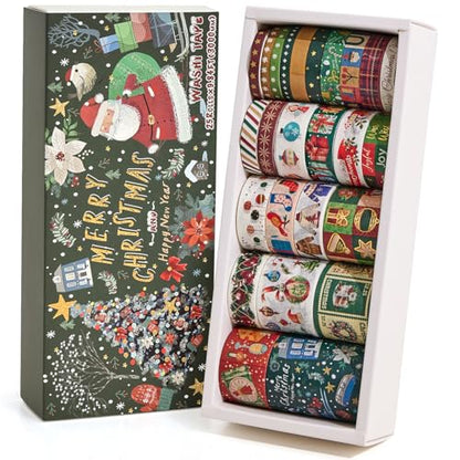 25 Rolls Christmas Gift Washi Tape Set (25 Count)