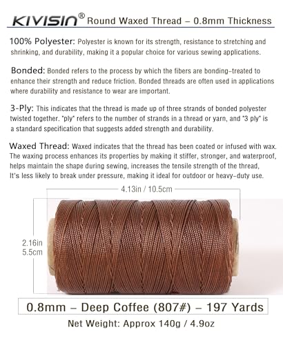 Bonded 0.8mm Round Waxed Polyester Cord (588 Foot)