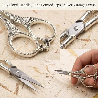 Vintage European Style Scissors Stainless Steel for Cross Stitch Cutting Embroidery Sewing Handcraft Craft Art Work DIY Tool