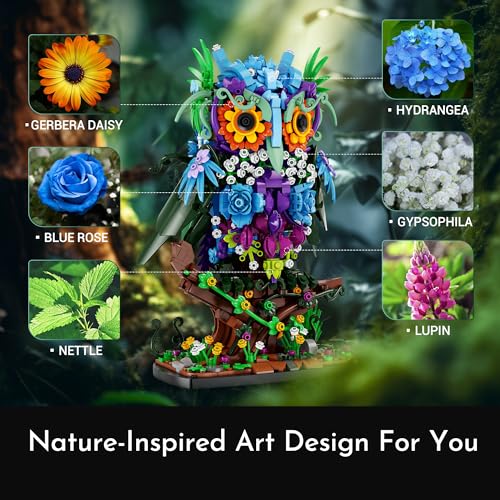 Flower Owl Building Sets for Adults Women