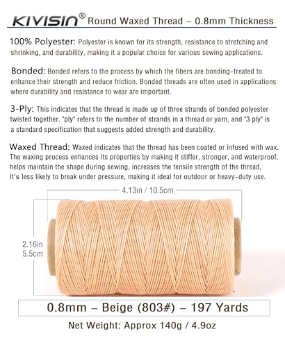 Bonded 0.8mm Round Waxed Polyester Cord (591 Foot)