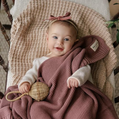 100% Organic Cotton Heritage Knit Textured Baby Quilt Blanket
