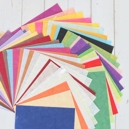50 Colors 50 Sheets 6 x 6 Inches Natural Fiber Mulberry Tree Square Origami Paper Arts Folding Craft (50 Count)