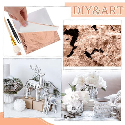 200 Pcs Gold Leaf Sheets for Art Foil Paper Leaf Art Foil Sheets Gilding Brush Thin Paper Craft for Painting Gilding Crafting Decoration