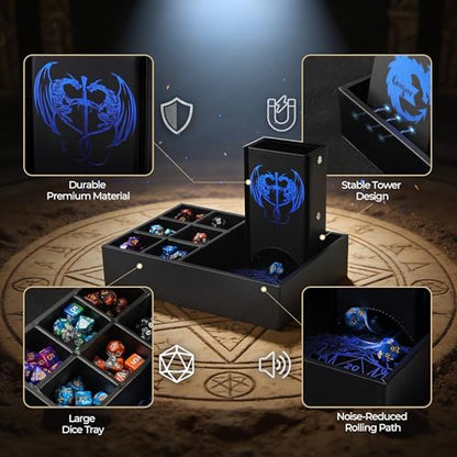 DND Dice Tray and Dice Tower with Storage