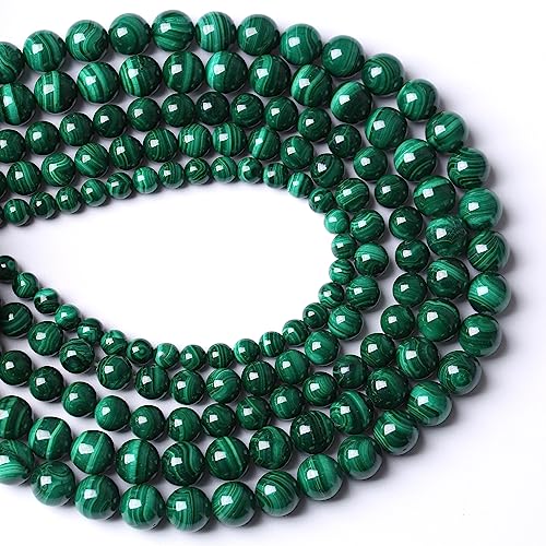19pcs 10mm Natural Green Malachite Beads AAA Gemstone Round Loose Beads for Jewelry Making DIY Bracelets Necklaces Crystal Energy Healing Stone Beads 7.5"