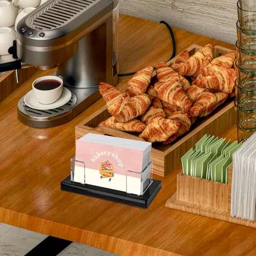 2Pack Acrylic Business Card Holder Black Enlarged Holds 120 Cards for Office (2 Count)