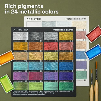 Professional Metallic Watercolor Paint Set for Adults