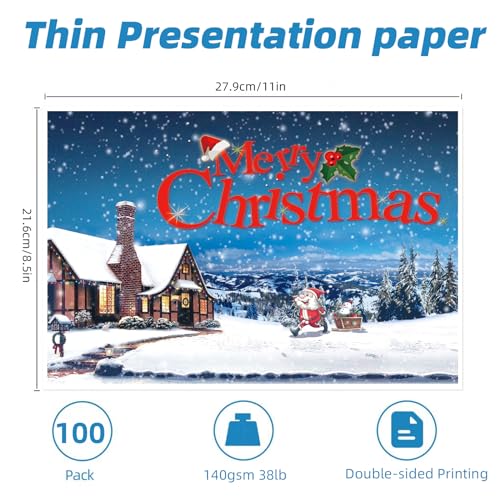 100 Sheets Thin Matte Presentation Paper Photo Double Sided 8.5x11 38lb 140gsm Printable on Both Sides Brochure Photos Picture Poster Playbill Flyer 6.5 Mil Coated for laser and Inkjet Printer