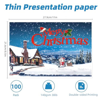 100 Sheets Thin Matte Presentation Paper Photo Double Sided 8.5x11 38lb 140gsm Printable on Both Sides Brochure Photos Picture Poster Playbill Flyer 6.5 Mil Coated for laser and Inkjet Printer