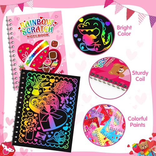 24 Pack Rainbow Scratch Notebook Art Party Favors for Kids