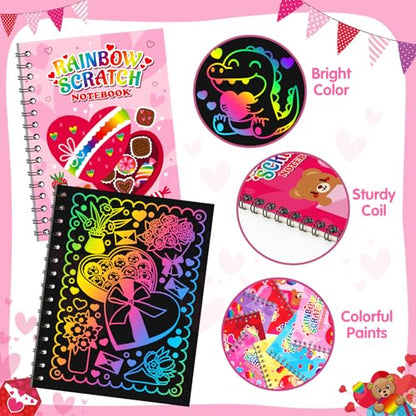 24 Pack Rainbow Scratch Notebook Art Party Favors for Kids
