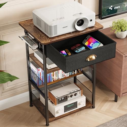 4 Tier AV Media Stand with Drawer