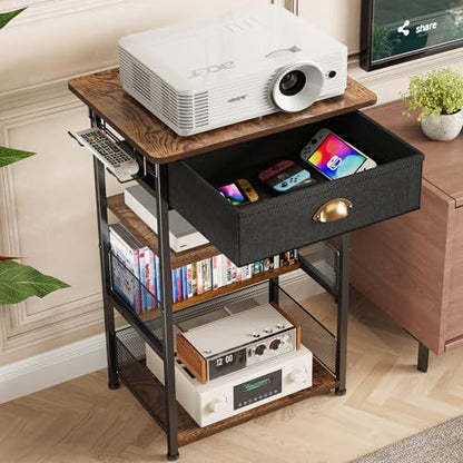 4 Tier AV Media Stand with Drawer