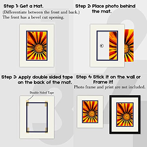 5 Pack Double mat 11x14 For 8x10 Photo Ivory Over Blue (5 Count)