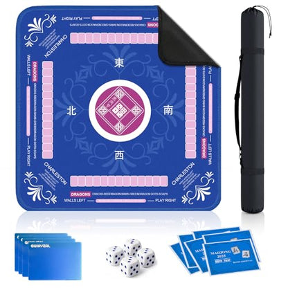 33" x 33" Mahjong Mat with Rules for Table 6 Mahjong Playing Instructions