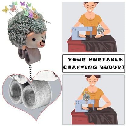 Cute Hedgehog Wrist Pin Cushion for Sewing with Magnetic