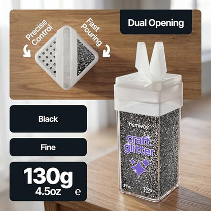 Craft Glitter Shaker Black 130g Fine (4.58562 Ounce)