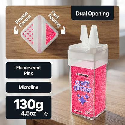 Craft Glitter Shaker Fluorescent Pink 130g Microfine (3.8 Ounce)