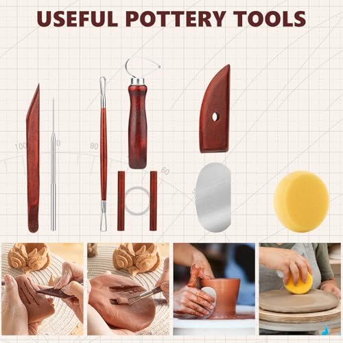8PCS Stained Wooden Pottery Sculpting Tools