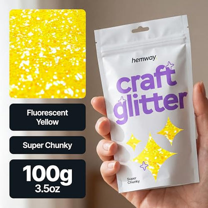 Craft Glitter Fluorescent Neon Yellow 100g Super Chunky Glitter (3.5274 Ounce)
