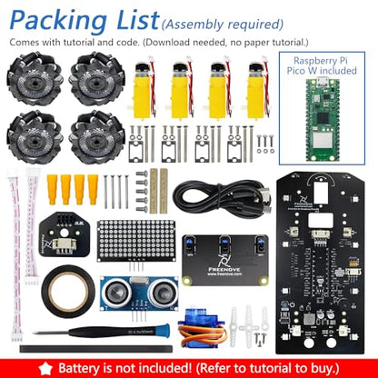 Mecanum Wheel Car Kit for Raspberry Pi Pico W