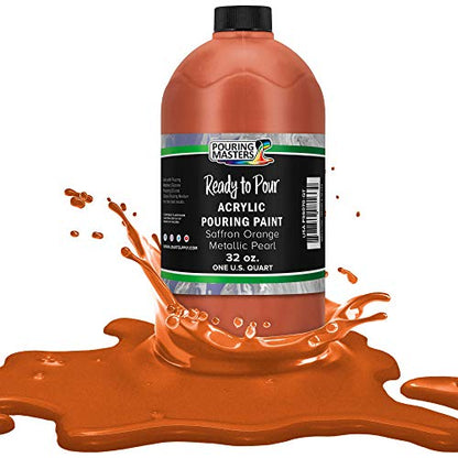 Pouring Masters Saffron Orange Metallic Pearl Ready to Pour Acrylic Pouring Paint (32 Fl Oz)