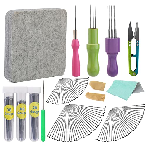99 Pcs Needle Felting Kit with 3 Sizes Felting Needles and Pad (99 Count)