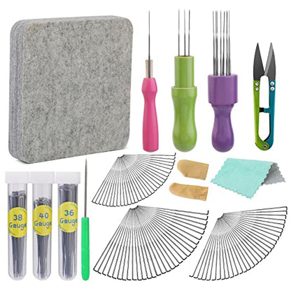 99 Pcs Needle Felting Kit with 3 Sizes Felting Needles and Pad (99 Count)