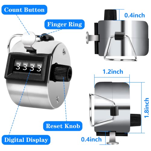 5Pcs Metallic Handheld Tally Clicker Counter 4 Digital Number