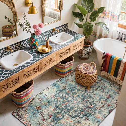 Reine Bohemian Floral Medallion Area Rug