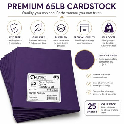 PA Paper Accents Stash Builder Cardstock 8.5" x 11" Purple Majesty