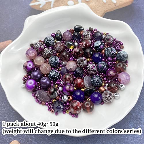 Assorted Glass Resin Beads Multi Size Colors Smooth Cracked Gravel Millet Spacer Beads for Bracelets Necklace Earring DIY Jewelry Making Craft