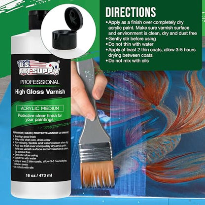 16oz Acrylic Sealer High Gloss Varnish for Acrylic Painting