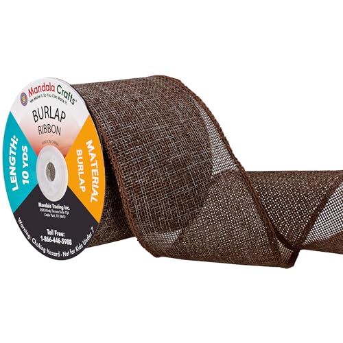 3 Inch Wide Brown Burlap Ribbon for Crafts (60 Foot)