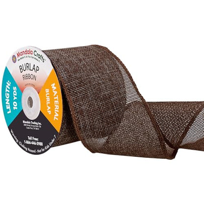 3 Inch Wide Brown Burlap Ribbon for Crafts (60 Foot)