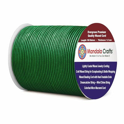 1.5mm Waxed Cotton Cord for Jewelry Making (327 Foot)