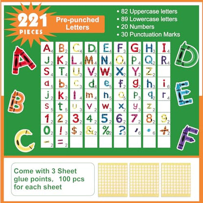 221 Pcs Colorful Crayon Bulletin Board Letters for Classroom (221 Count)