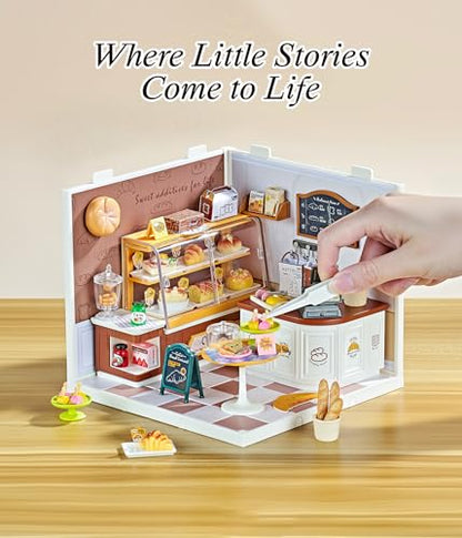 Bread Shop DIY Miniature House Kit with Roof & LED Light