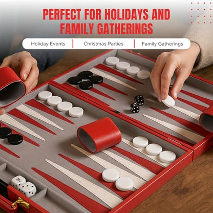 Premium Backgammon 15" Medium Red