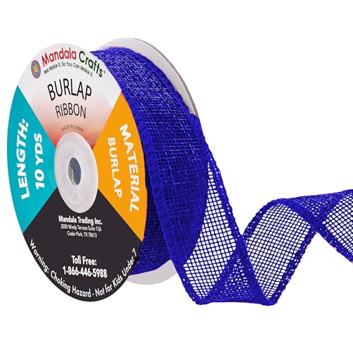 1 Inch Wide Royal Blue Burlap Ribbon for Crafts (60 Foot)