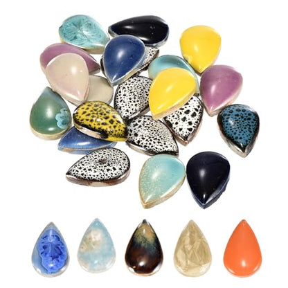 100g Ceramic Mosaic Tiles for Crafts Small Raindrop Multicolor