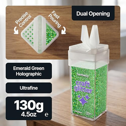 Craft Glitter Shaker Emerald Green Holographic 110g Ultrafine (3.8 Ounce)