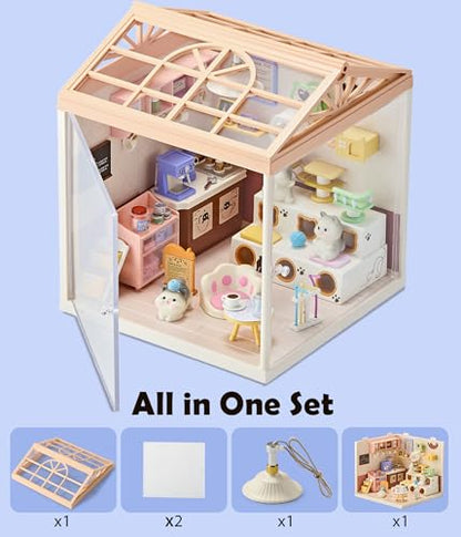 Cat Cafe DIY Miniature House Kit for Adults