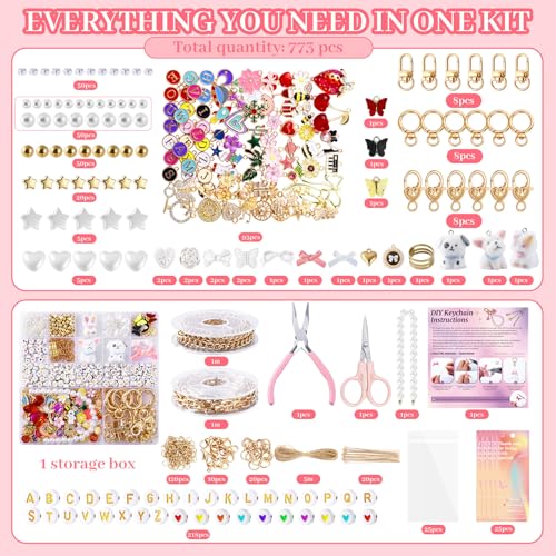 773 Pcs Lip Gloss Keychain Making Kit with Storage Box