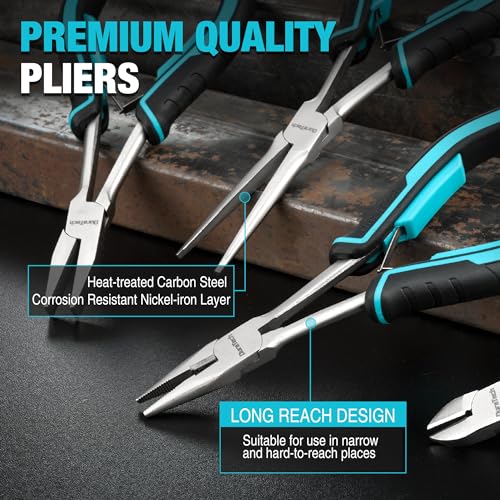 4PCS Long Reach Pliers Set with Pouch (4 Count)