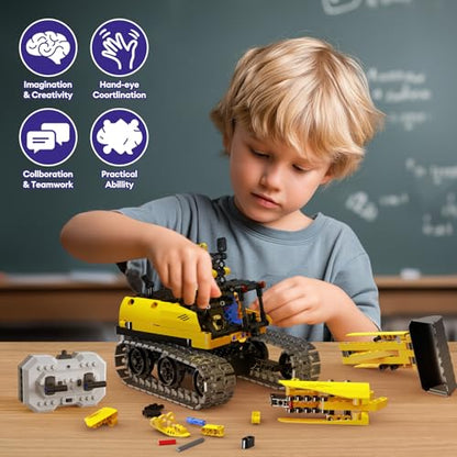 5-in-1 STEM Building Block Kit RC Robot Excavator Toys for Ages 8-13 (430 Count)