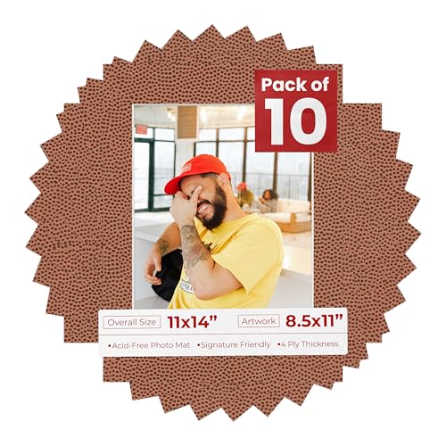 Pack of Ten Acid Free 11x14 Mats Bevel Cut for 8.5x11 Photos (10 Count)