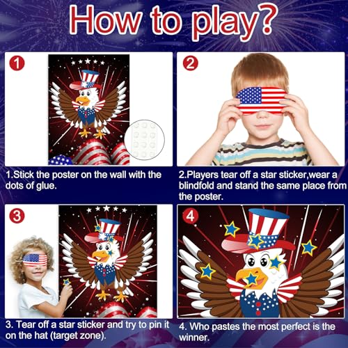 4th of July Patriotic Party Game for Kid Pin The Tail on The Eagle
