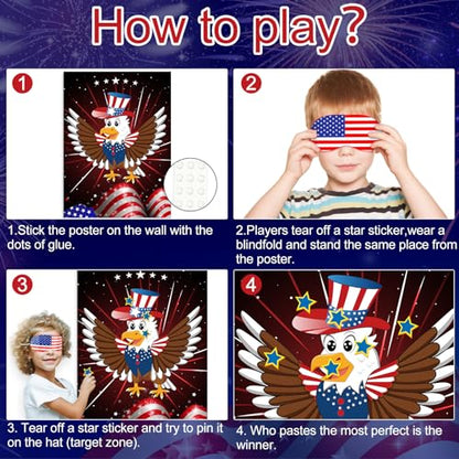 4th of July Patriotic Party Game for Kid Pin The Tail on The Eagle